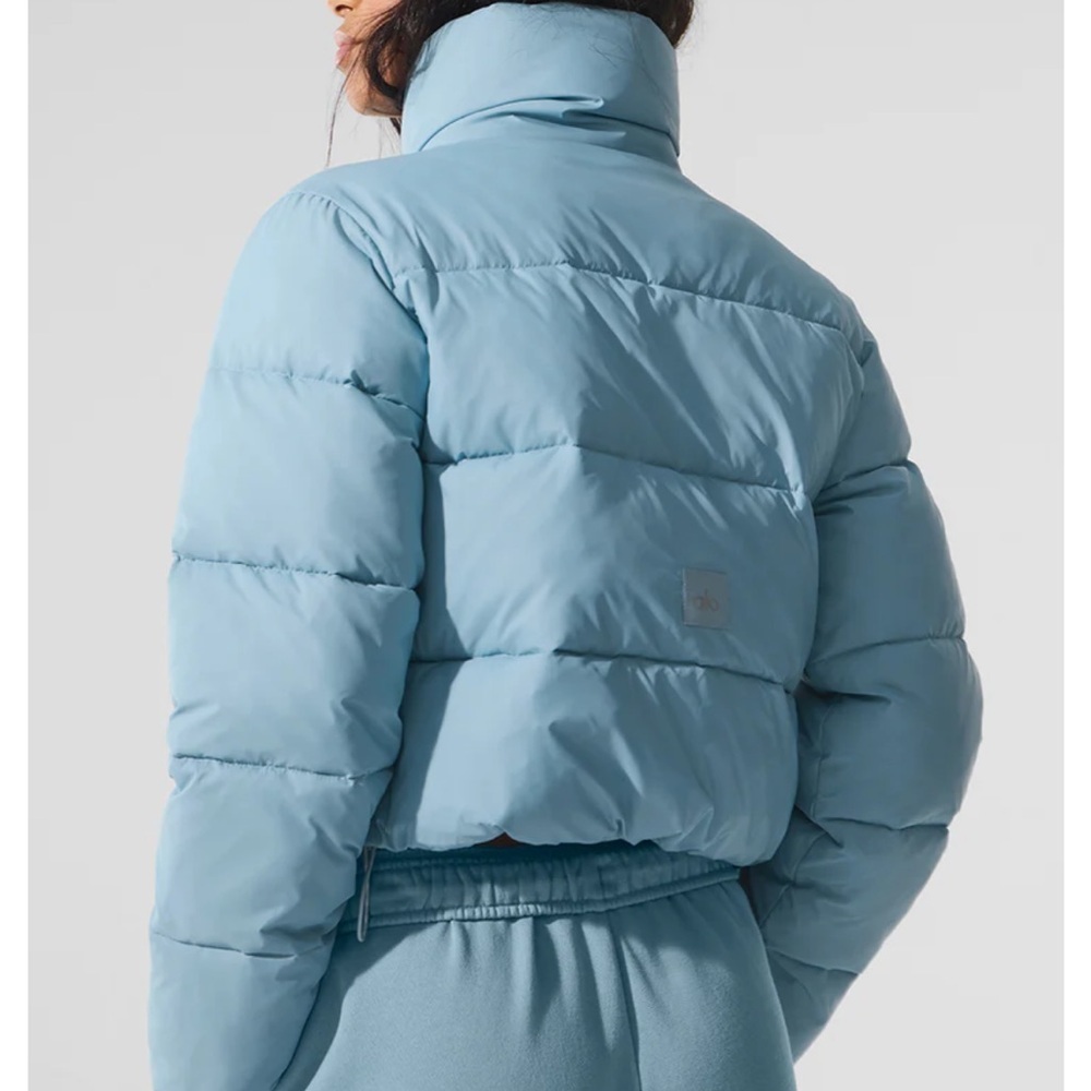 Alo Yoga Gold Rush Puffer Jacket Winter Frost Blue Full Zip Down Fill sz XS NEW - Picture 12 of 15
